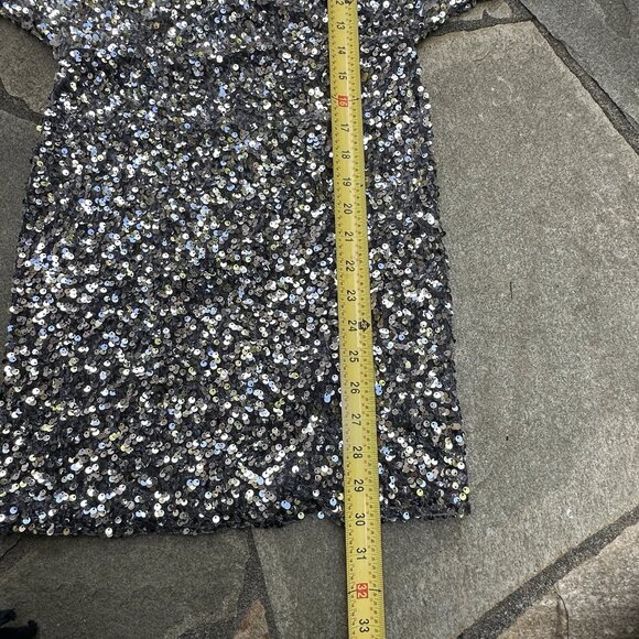 Forever 21 Sequin Bodycon Mini Dress Women’s Small Silver Sparkle Party Cocktail - Picture 9 of 11